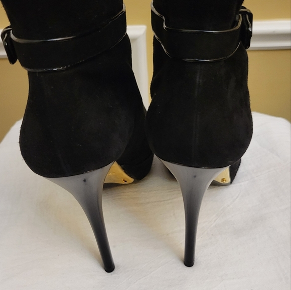 Louis Vuitton Black Suede Open Toe Ankle Booties Size 39/ US 8 - Picture 7 of 13